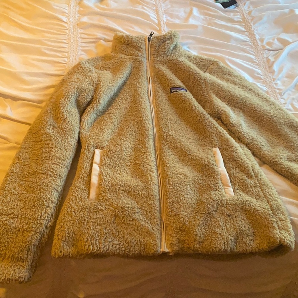 Khaki colored Patagonia Zip-Up Sweater